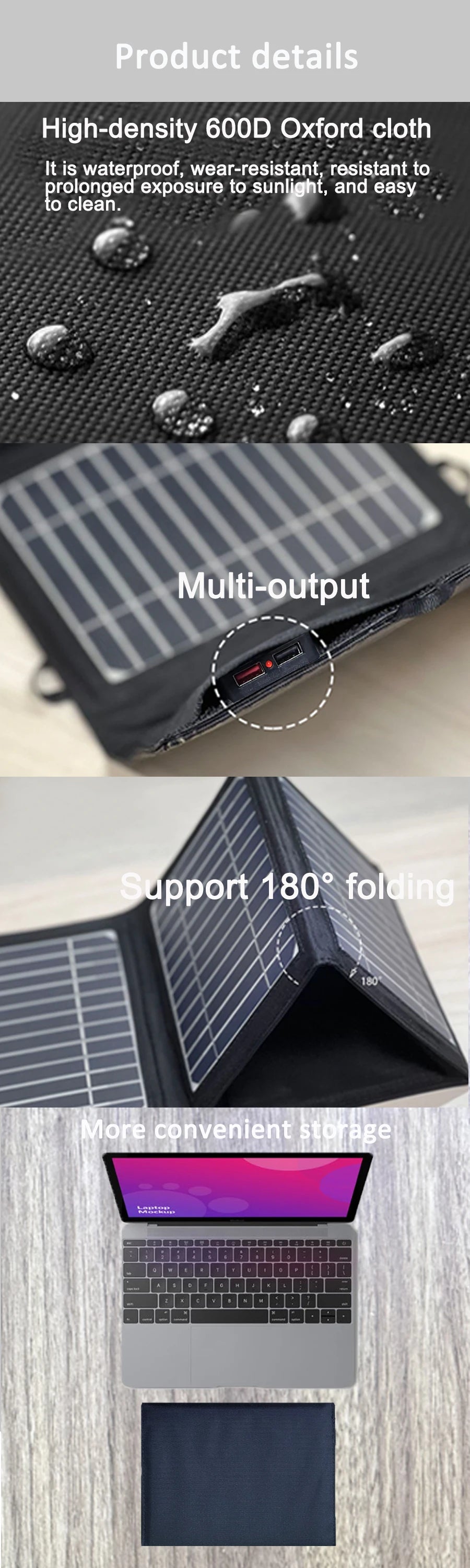 FIFAR Portable Solar Panel 40W High Power High Quality Waterproof Foldable Outdoor Cells Battery Charger for Mobile Phone Travel