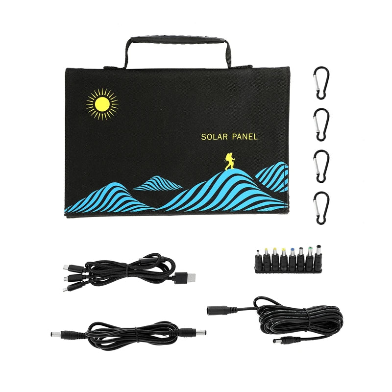 100W Solar Panel Folding Bag USB+DC Output Solar Charger Portable Foldable Solar Charging Device Outdoor Portable Power Supply