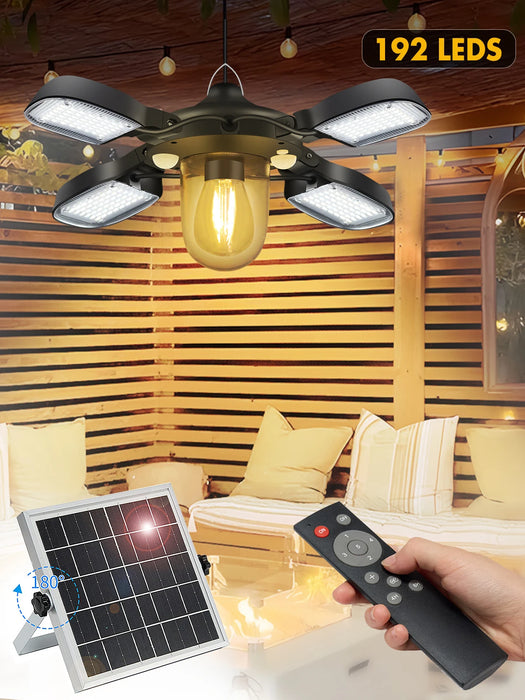 Solar Shed Lights for Indoor and Outdoor Solar Powered Barn Light 1000LM 192LED Outdoor Dual Motion Sensor Solar Pendant Light