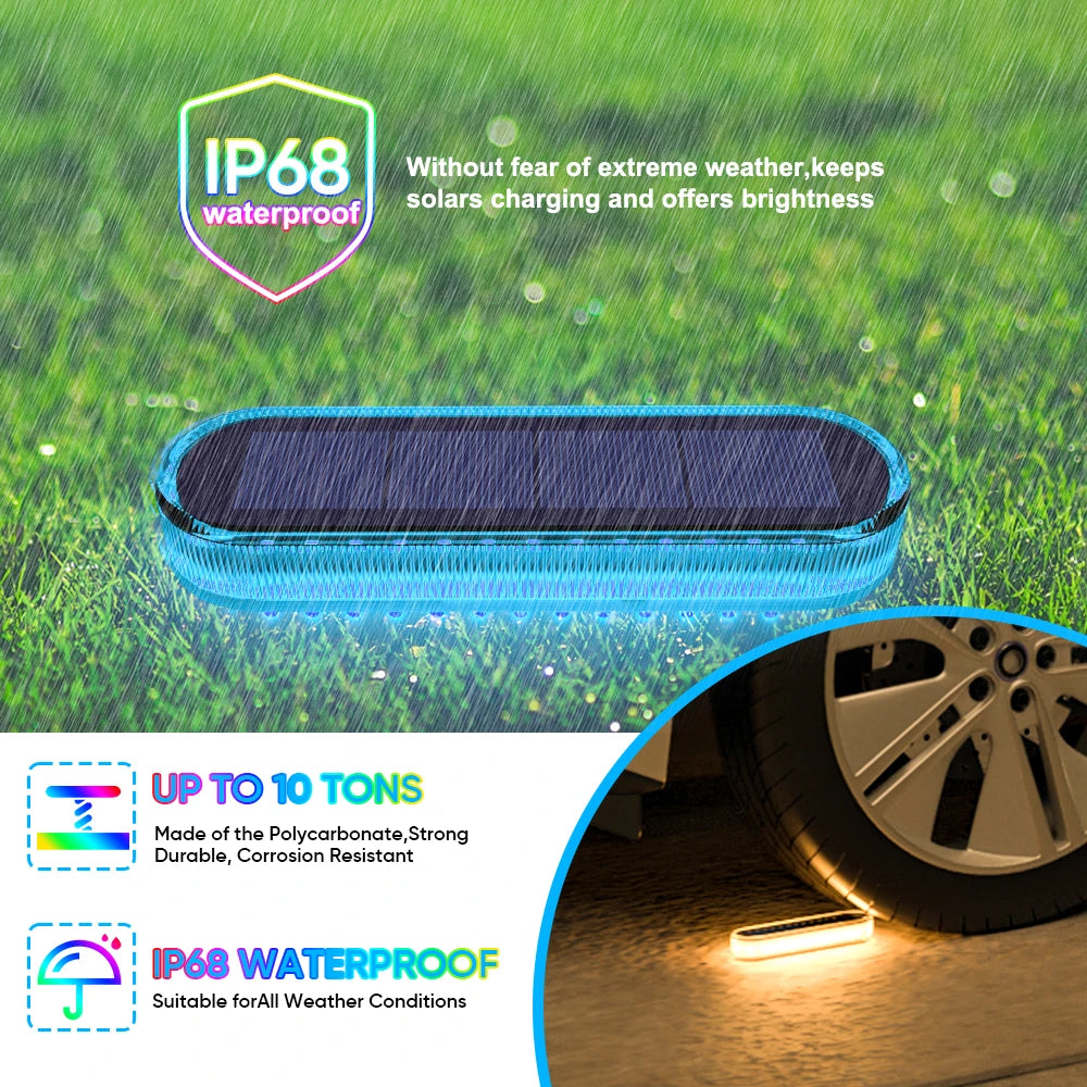 Solar Deck Lights Outdoor Waterproof LED Step Sidewalk Stair Garden Light IP68 Auto On/Off Solar Powered Dock Driveway Lighting