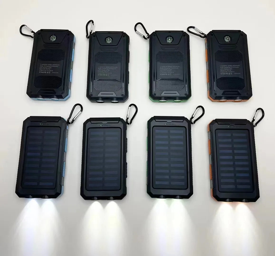 200000mAh Large Capacity Solar Power Bank New Portable With Lanyard Compass External Battery Outdoor Camping Charging Powerbank