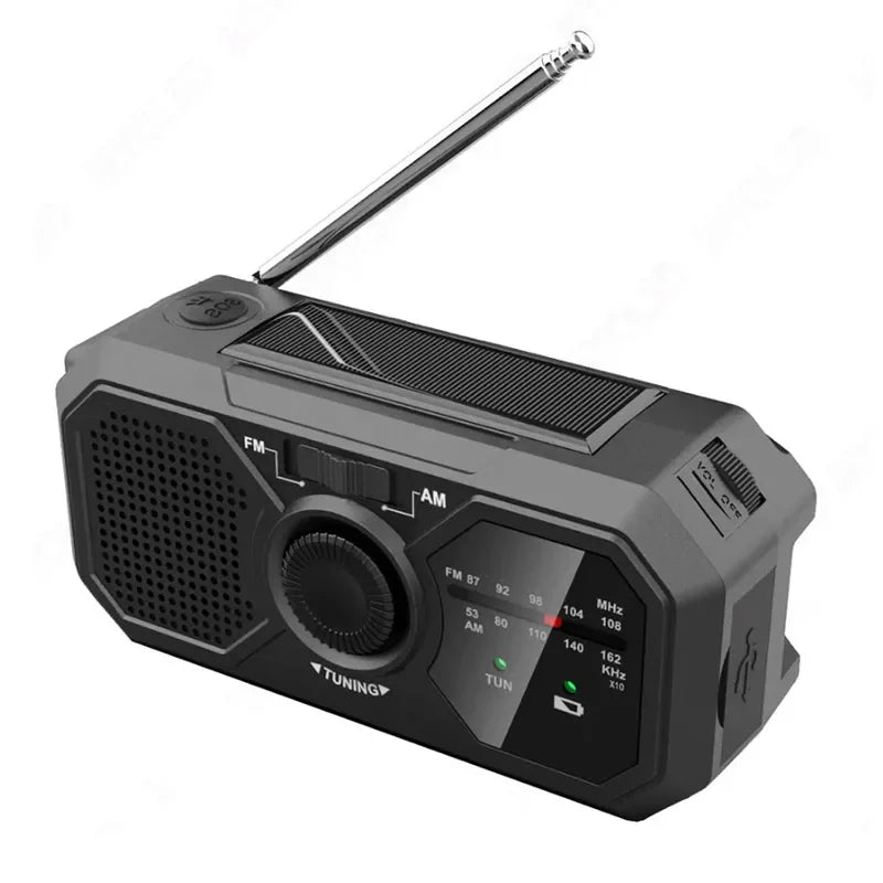 Portable Radio with Flashlights Durable Solar Powered Hand-Cranked Radio Wind Up Solar Radio for Outdoor Camping Survival