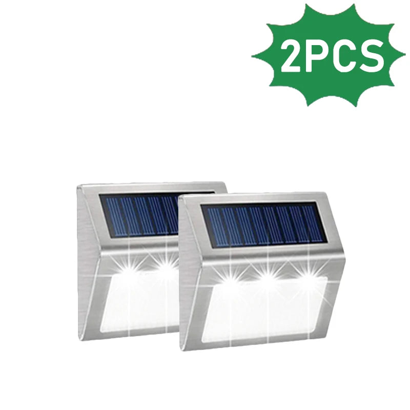 Solar Powered Deck Lights Waterproof Light Stainless Steel Security Wall Lamps for Step Walkway Patio Garden Pathway