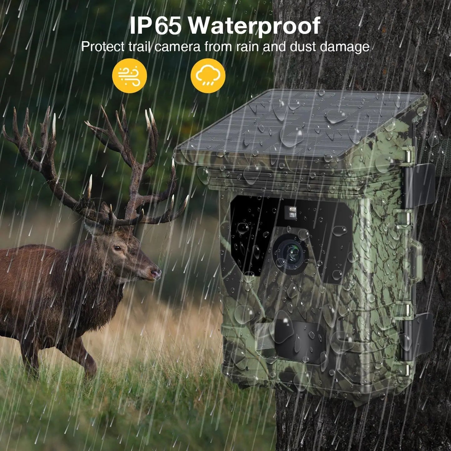 30MP 2K Solar Panel Hunting Camera Infrared Night Vision Monitoring Wildlife Trap Trail Camera Video Photo Recorder Cam