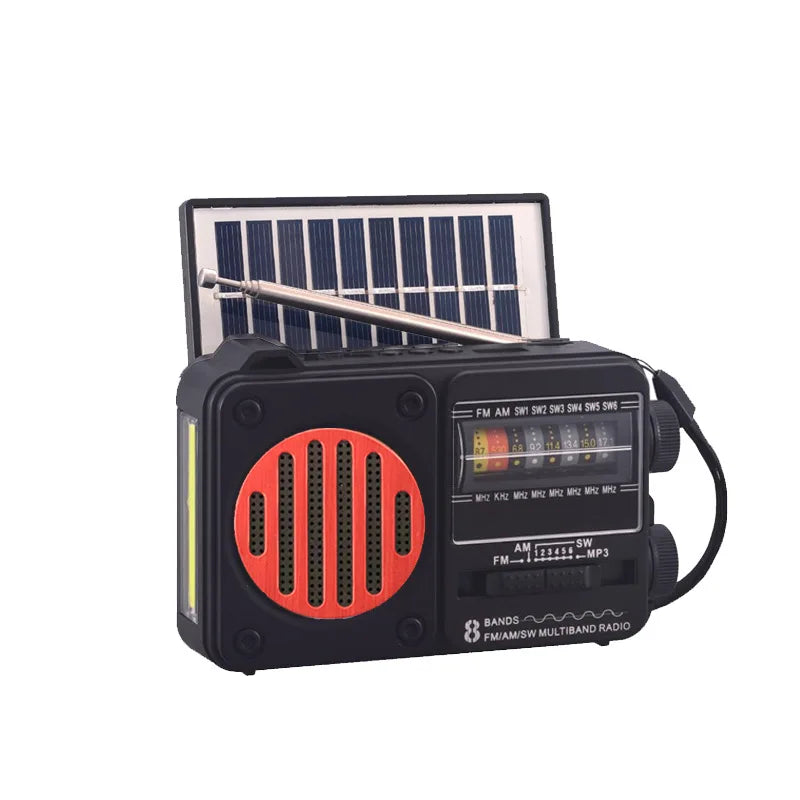 Portable Vintage FM AM SW Radio Solar Charging Emergency Radios Receiver Wireless Bluetooth Speaker Support Flashlight TF USB