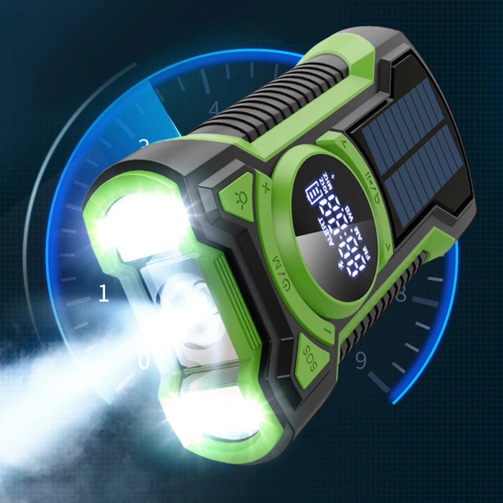 Portable Solar Emergency Weather Radio Bluetooth Compatible with Hand Crank AM FM NOAA and Phone Charger for Outdoor Use