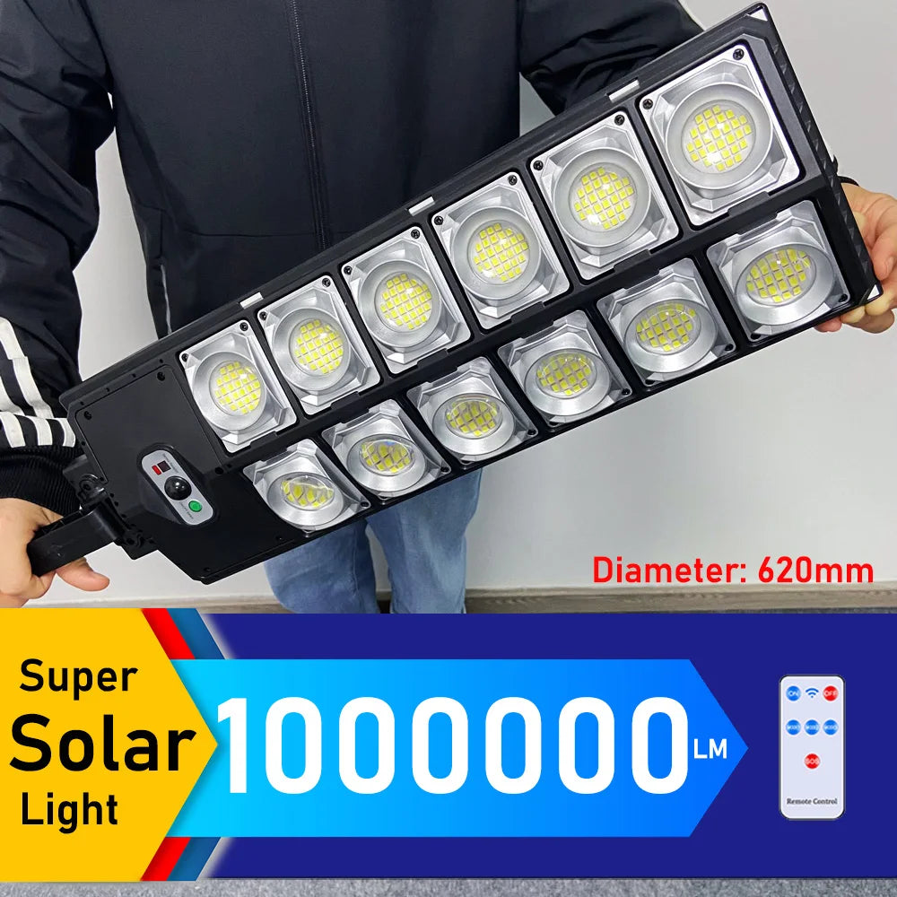 10000 Watts Solar Street Lights Outdoor 30000mAH 1000000 Lumens Motion Sensor Solar Lamp Waterproof Security Lighting for Garden