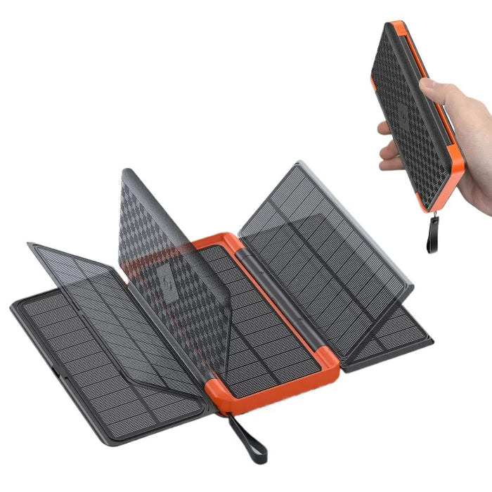 For IPhone 15 14 13 Huawei Xiaomi Poverbank 20000mAh Folding Solar Power Bank with 3 Solar Panel Qi Wireless Charger Powerbank