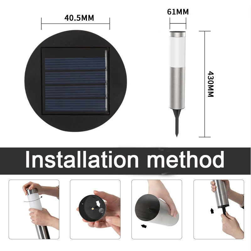 Solar Garden Pathway Lights Outdoor LED Lighting Ground Plug Bollard Light for Patio Gardens Pathways Lawn Yard