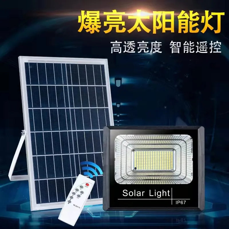 Solar Flood Lights with Remote Control, IP67 Waterproof Adjustable Spotlight for Villa & Street Lighting
