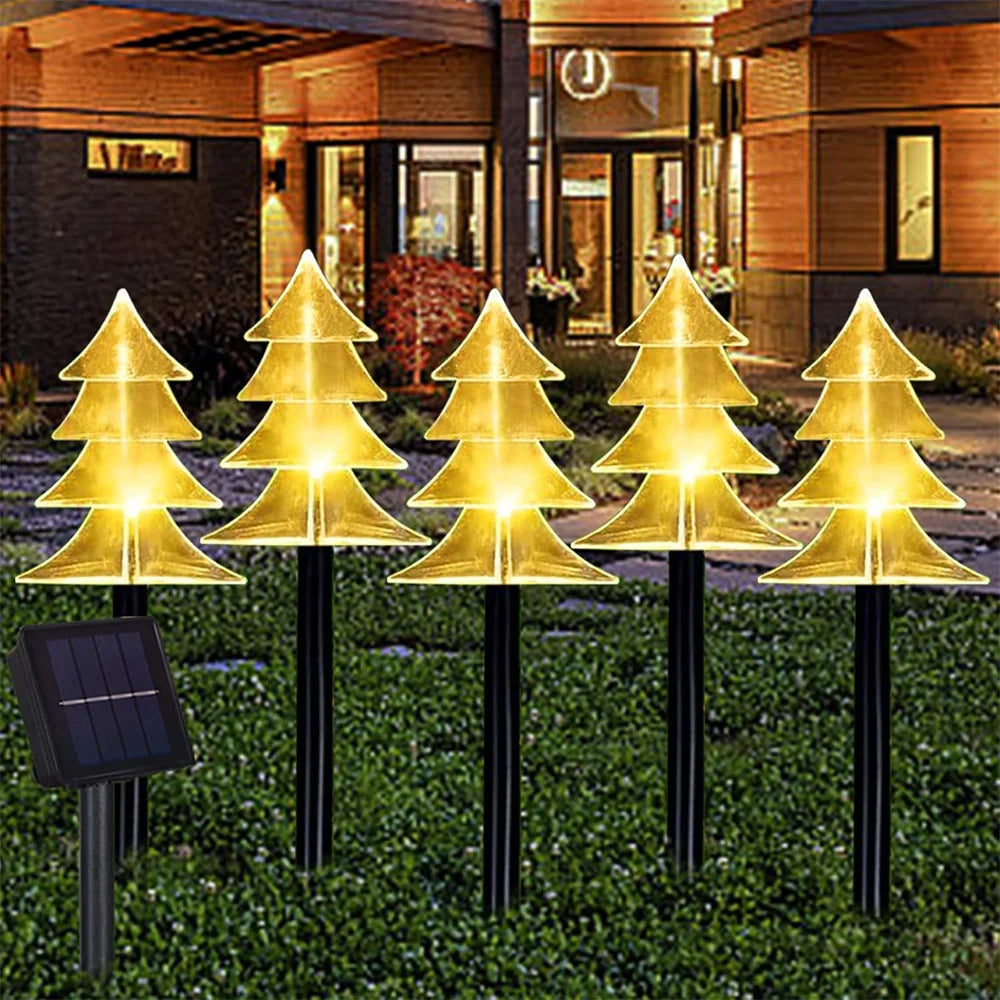 Solar Christmas Pathway Lights 5 Pack Solar Christmas Decor Star LED Lights Outdoor Waterproof Stake Lights Garden Walkway 731