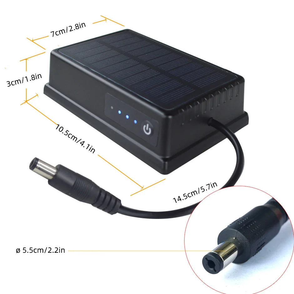 12V Power Bank Solar Magnetic Portable Battery Waterproof Mobile Supply For WiFi Wireless Backup Rear Camera Outdoors CCTV