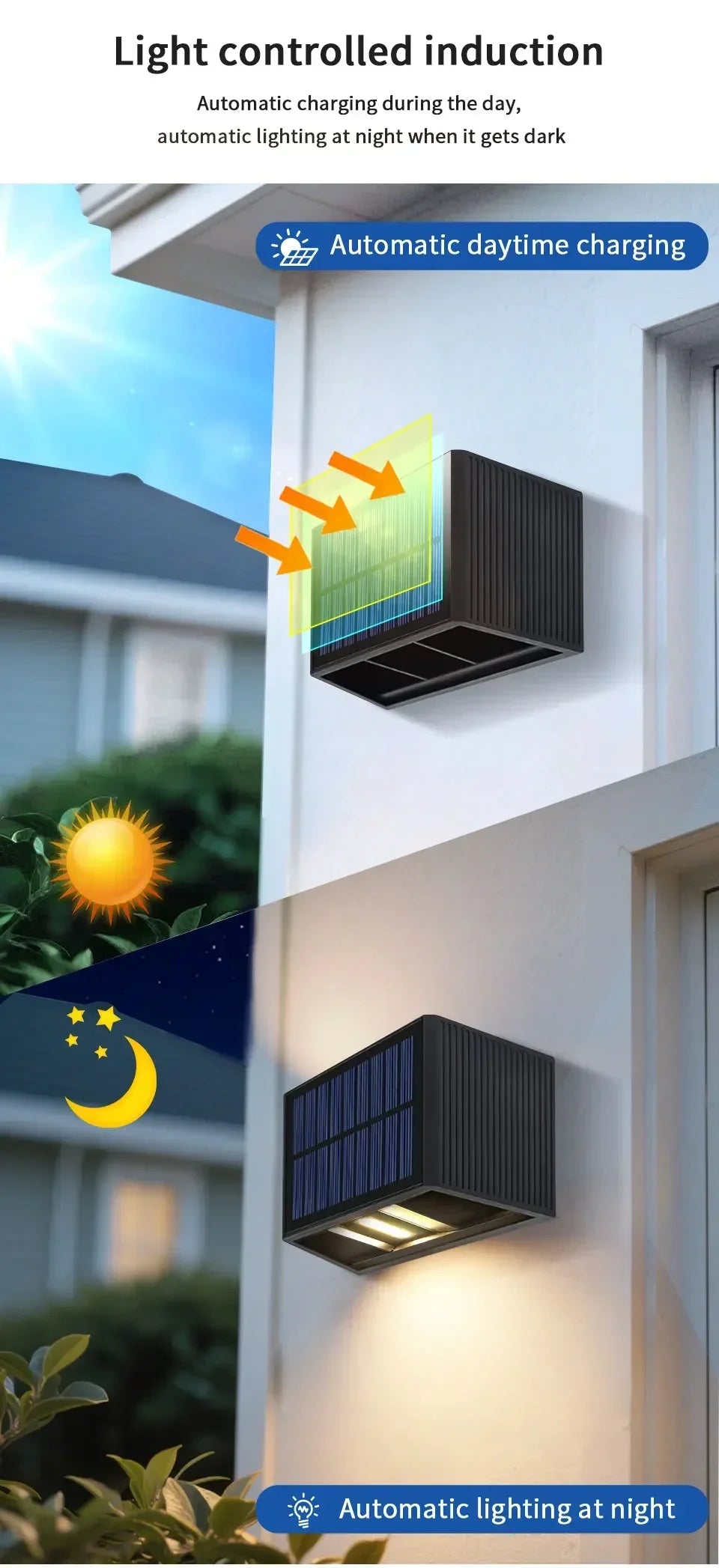 Outdoor Solar Fence Light LED Wall Lamp Waterproof Dusk to Dawn Deck Lights Outdoor Lighting For Garden Balcony Staircase Patio