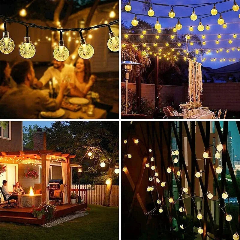 Solar Bubble Ball String Light,with 8 Lighting Modes,suitable for Gardenparty,and Yard Decoration