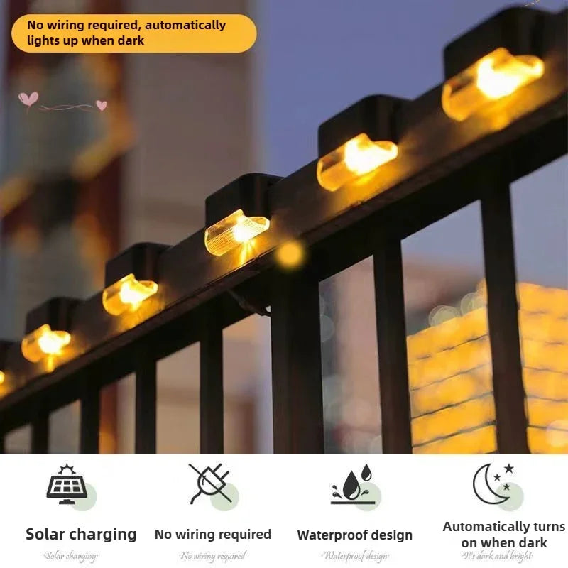 Solar Powered Step Lights Outdoor Fence Lights Waterproof Staircase Step Lights Courtyard Railings Balcony Decorative Wall Light