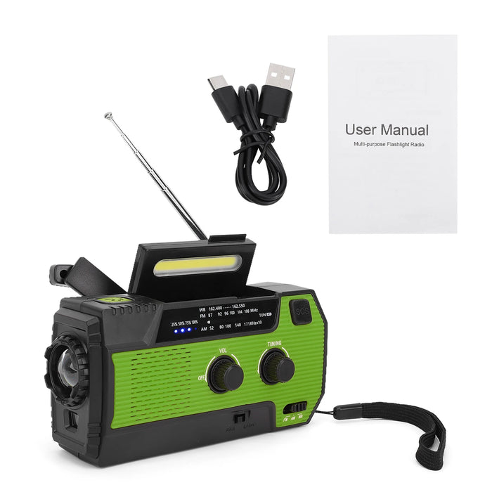 Multi-function Emergency Radio Hand Crank Emergency Radio Solar Crank Portable Outdoor Radio with USB Charging and SOS Alarm