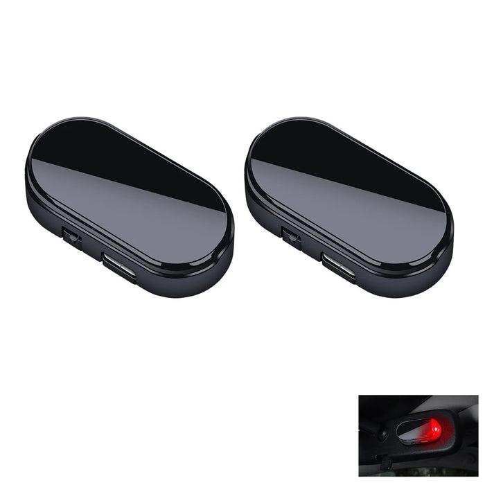 2PCS Solar Powered Car Fake Security Light Blue/Red Simulated Wireless Warning Lights Anti-Theft Alarm Flashing Signal Lamp