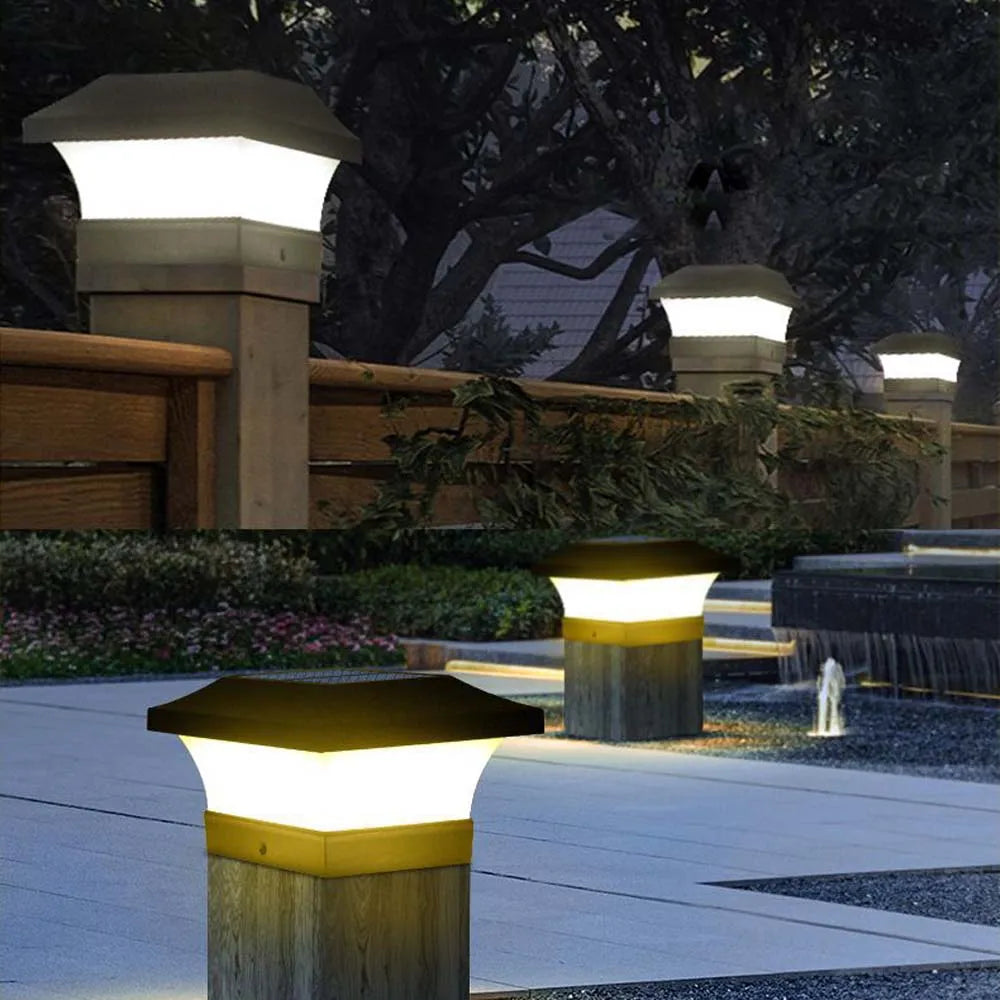 Solar Post Light Outdoor 3000K 6000K LED Fence Deck Cap Lamp for Landscape Garden IP65 Waterproof Gate Cottage Solar Column Lamp