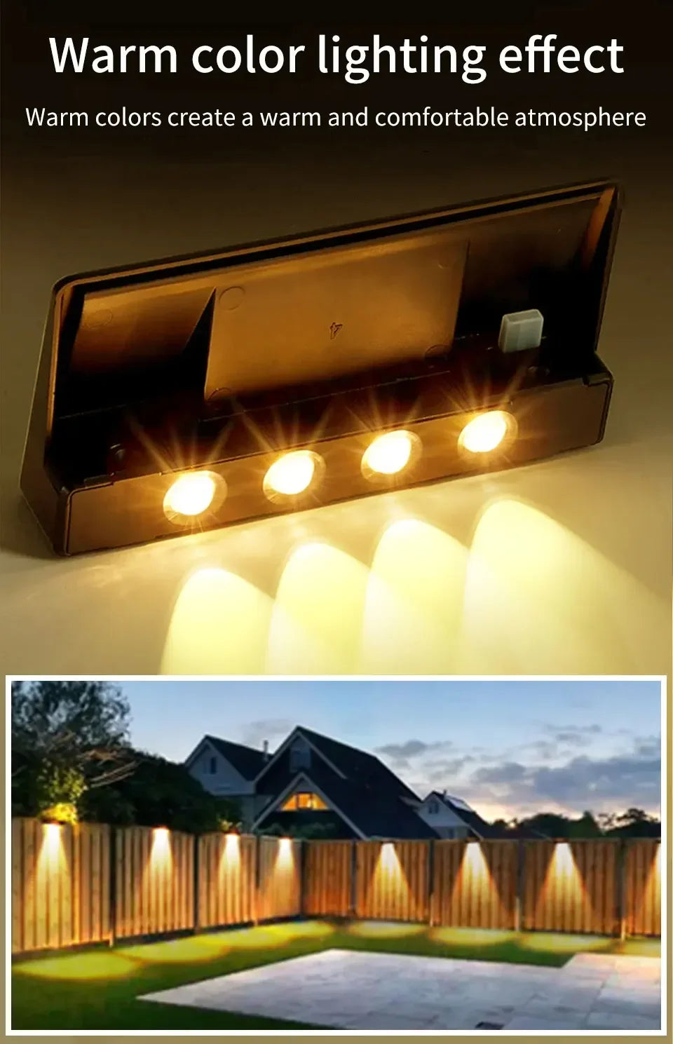 LED Solar Lights Outdoor Wall Lights 2pcs Wall lamp Waterproof Solar Deck Light Garden Decor Solar Lamp Fence Post Yard Pathway