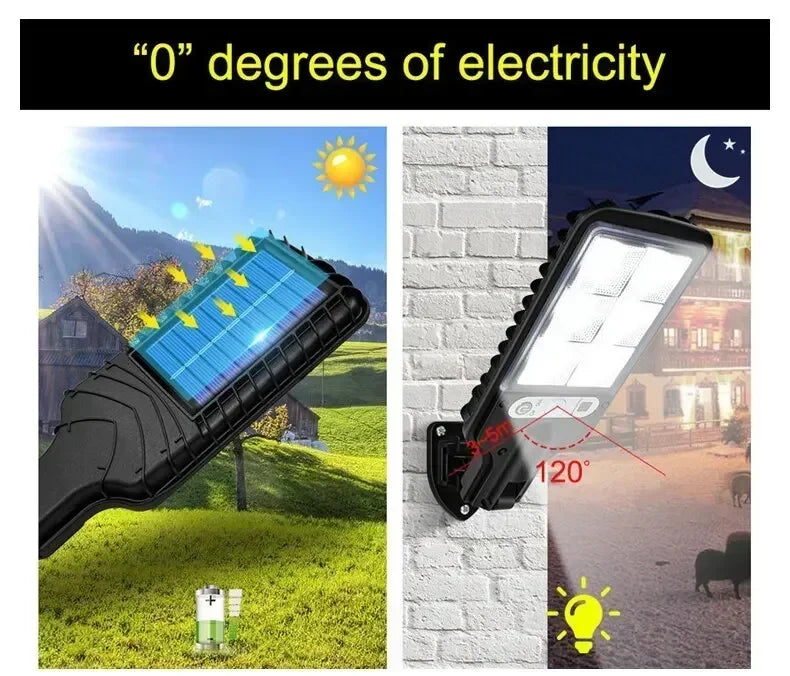 Solar Street Light Outdoor Waterproof Solar Spotlight 72COB 3 Light Modes PIR Motion Sensor Security Lamp for Path Yard Garden