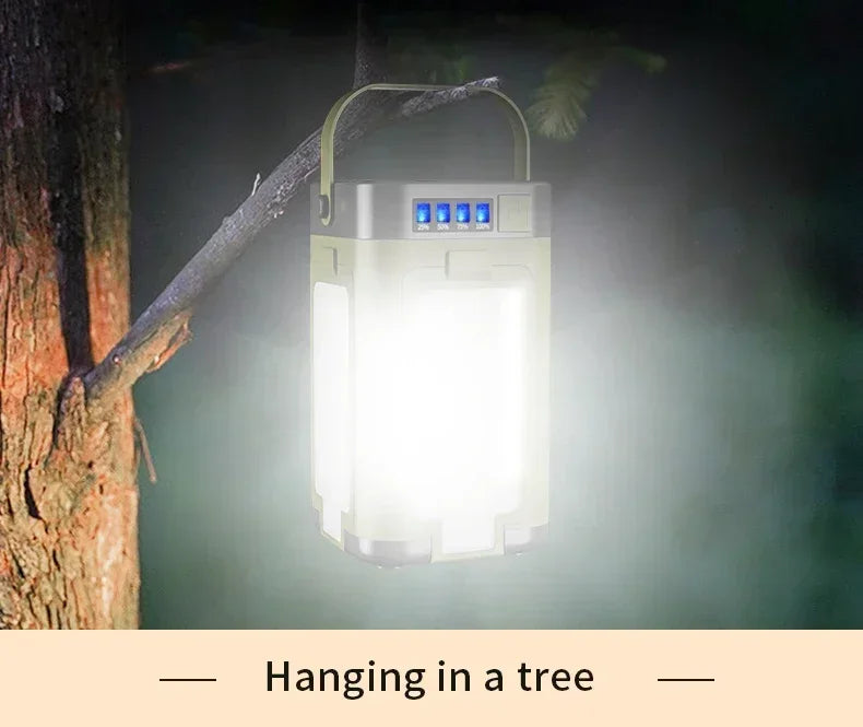 Solar Outdoor Portable Camping Light Solar Charging Foldable 2000mah Power Bank Intelligent Display Portable Hanging Tent Light