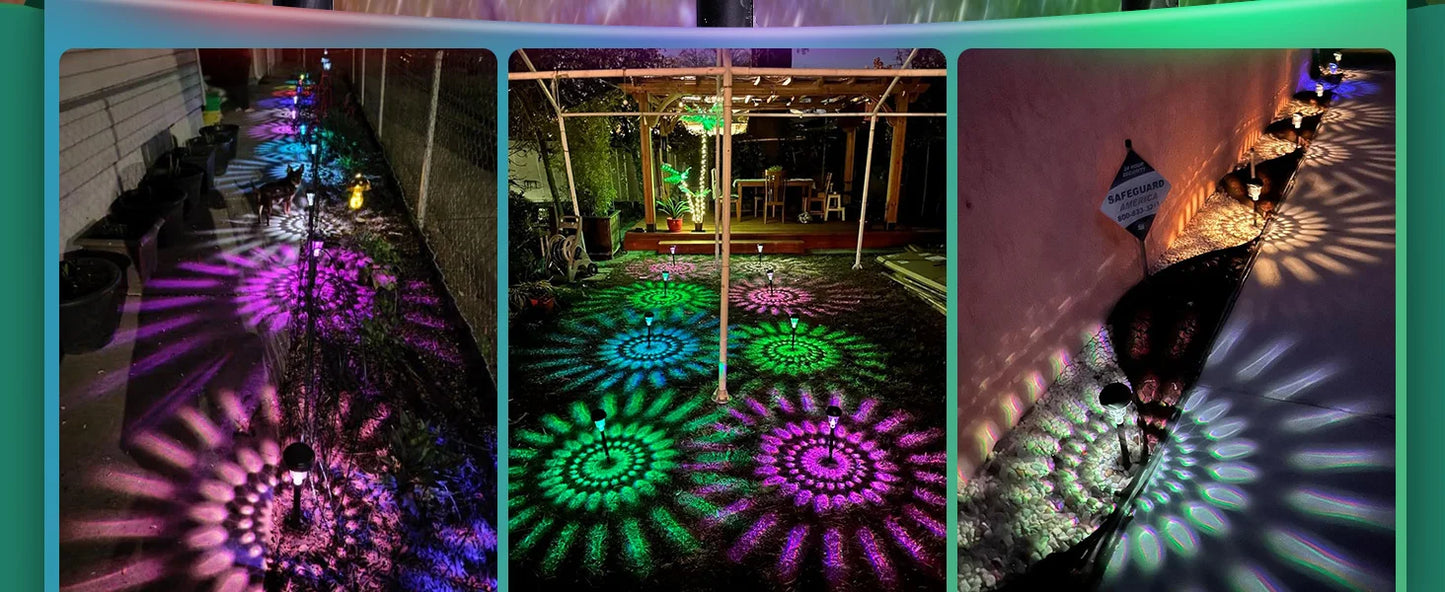 Solar Pathway Lights Outdoor Solar Yard Lamp RGB Color Changing/Warm White IP67 Waterproof LED Solar Lights for Garden Path