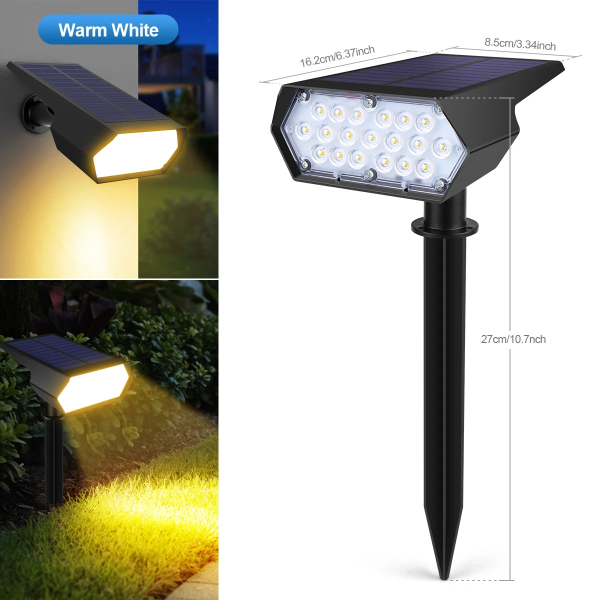 Solar Outdoor Pathway Light,Auto on at Night/Auto off at Sunrise,Yard Street Garden Energy Saving Waterproof Wall Nightlamp