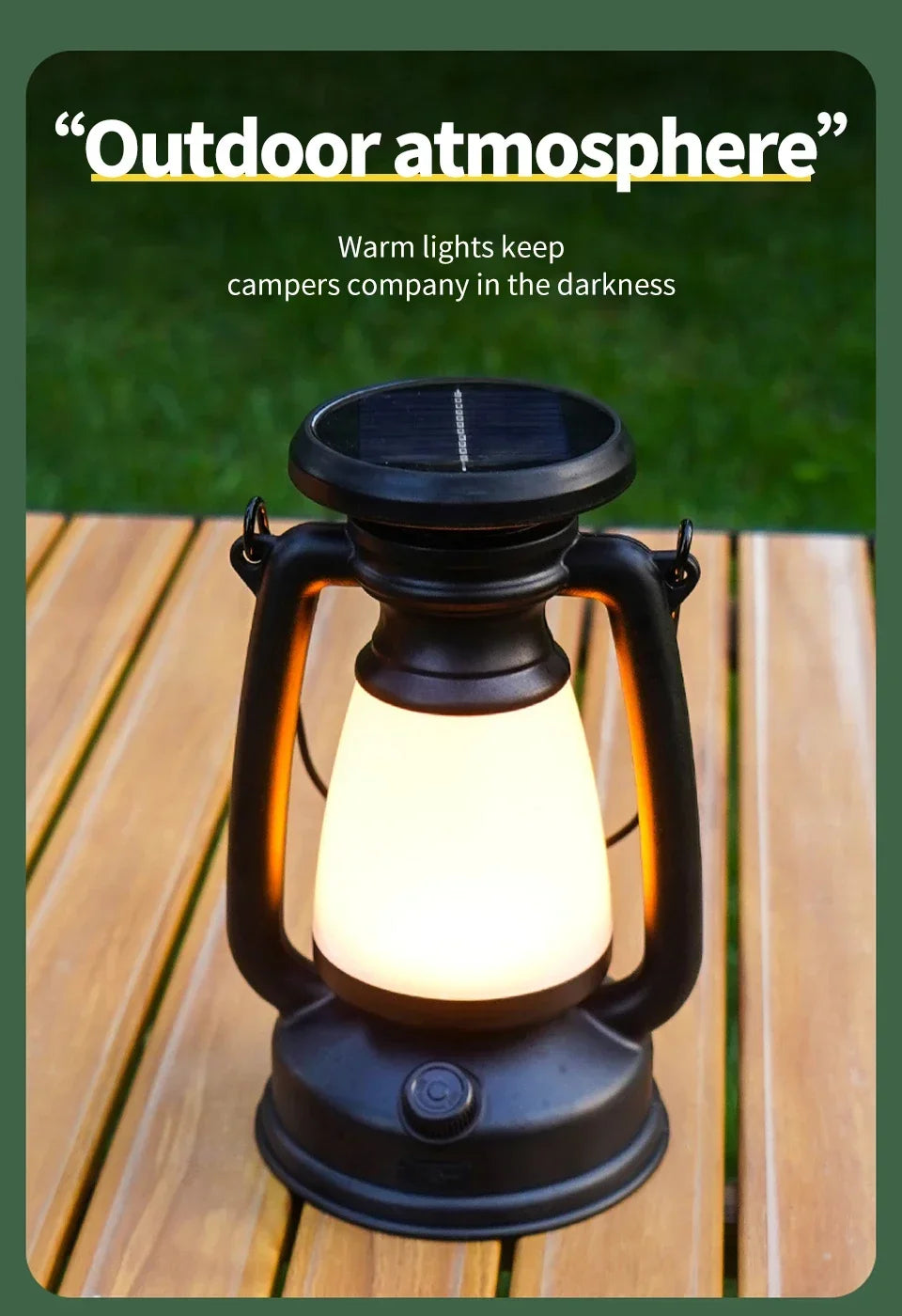 USB Rechargeable/Solar Charging Camping Light Portable Camping Lanterns 3 Lighting Modes Dimming Outdoor Hanging Tent Light