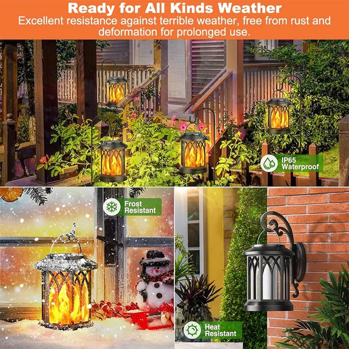 Dancing Flame Solar Lantern Outdoor Solar Flame Lamp Clip Lantern Landscape Pendant Lamp High-power Street Lamp Courtyard Lights