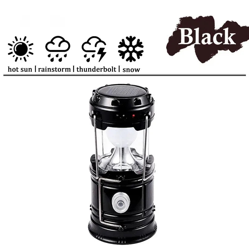 Solar Camping Light Lamp Portable Lantern USB Rechargeable LED Flashlight Waterproof Torch Power Bank For Outdoor Fishing Hiking