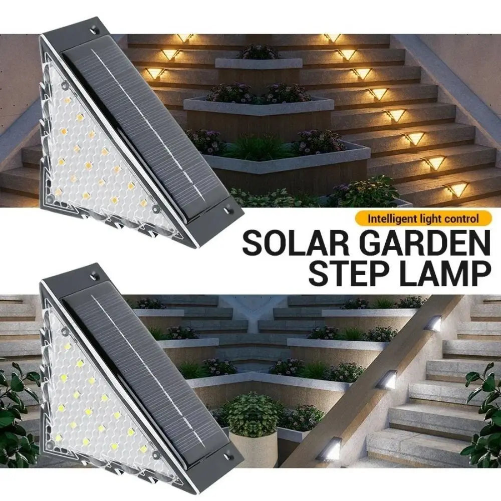 Automatic Operation Solar Powered Outdoor Solar Step Lights Triangle White/Warm Light Stair Lamp LED Waterproof Deck Lights Path
