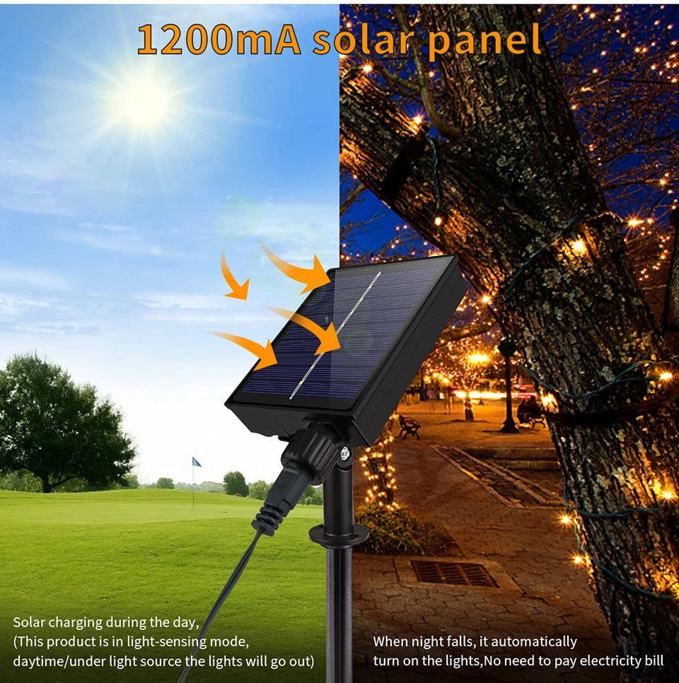 328ft Fairy LED Solar String Lights Outdoor, 8 Modes, USB Charge & Remote, Waterproof For Garden Balcony Garland Christmas Patio