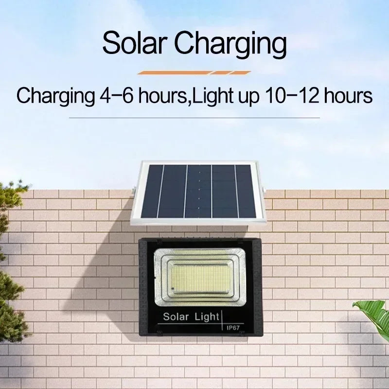 30W/60W/100W200W Solar Flood Lights Remote Control Powered Spotlight Outdoor Waterproof IP67 Villa Street Lamp Adjustable Angle
