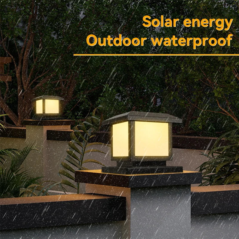 Solar Column Light Garden Solar Lamps Waterproof LED Solar Pillar Light Timed Remote Control LED Outdoor Lighting Courtyard Lamp