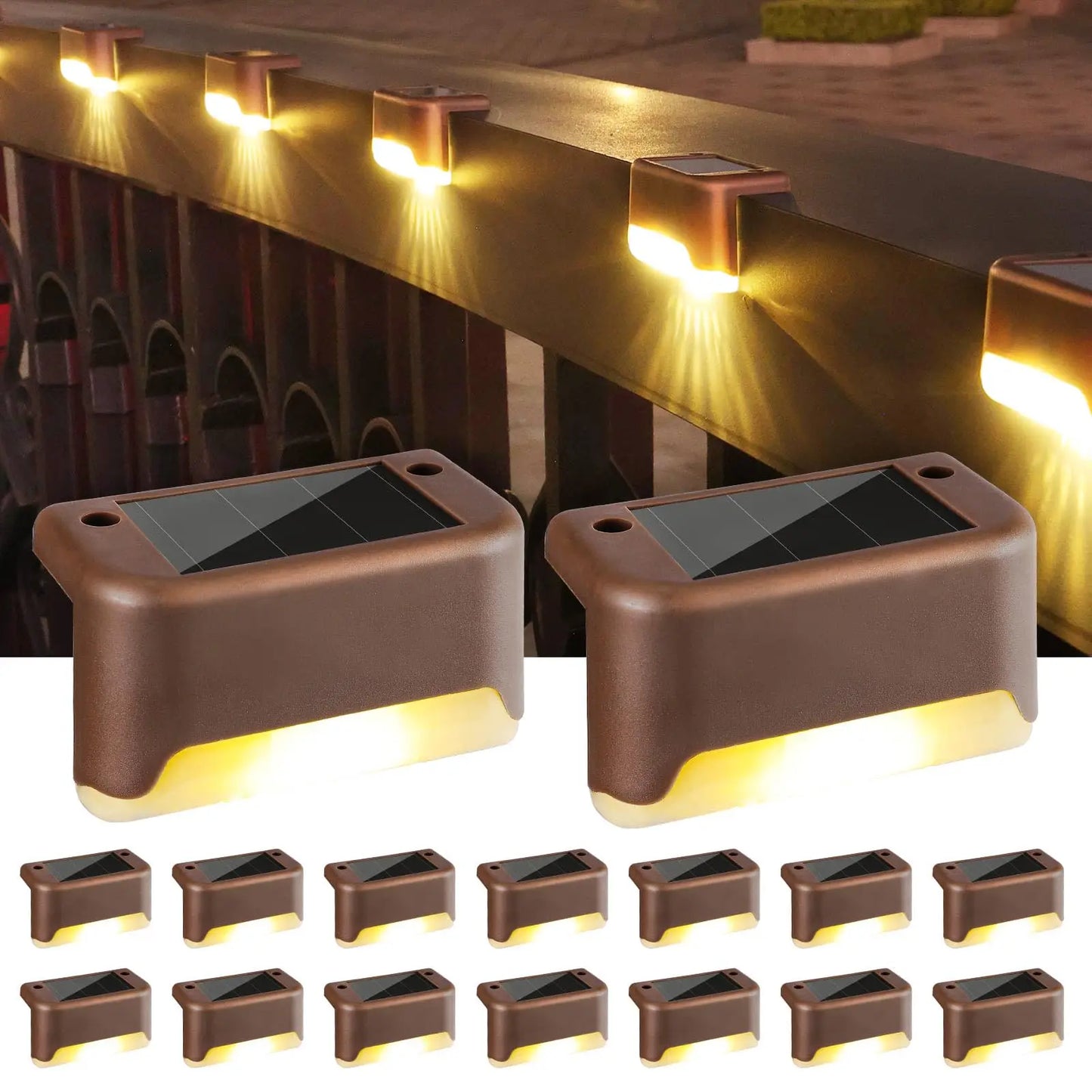 8x LED Solar Deck Lights Outdoor Solar Path Garden Light Waterproof Solar Step Lamps Decoration for Patio Stair Fence Courtyard