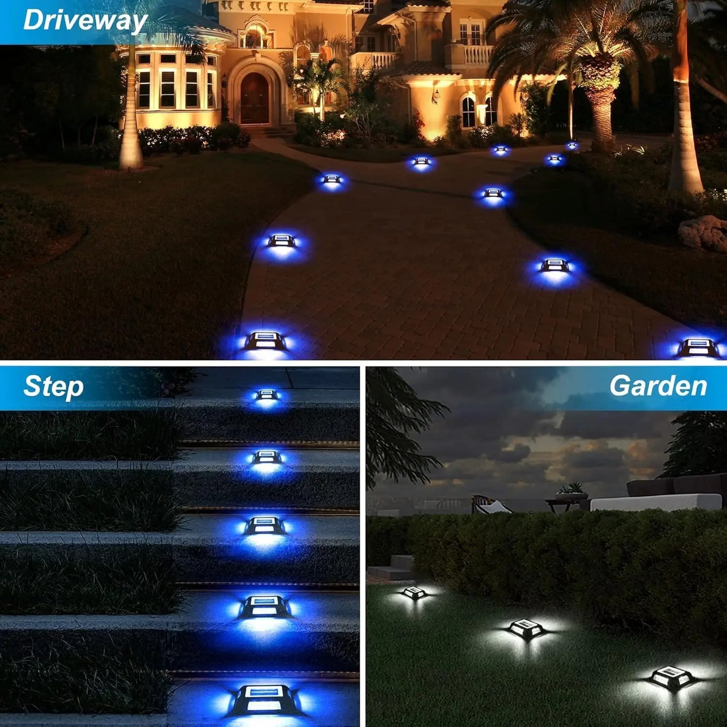 1pc 6LED Outdoor Deck Lights Solar Garden Step Lighting IP65 Waterproof For Stairs Patio Pathway Yard Fence Wall Lamp