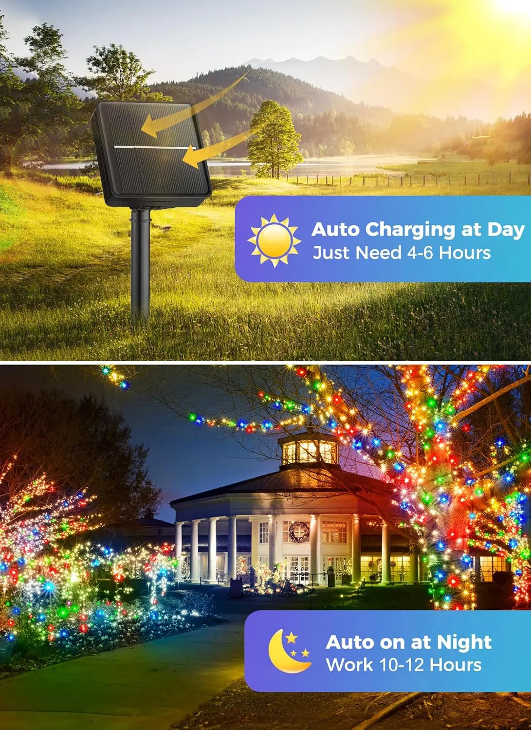 100LED Solar String Lights Outdoor Waterproof Fairy Lights String 8 Mode for Home Gardens Wedding Party Xmas Outdoor Tree Decor
