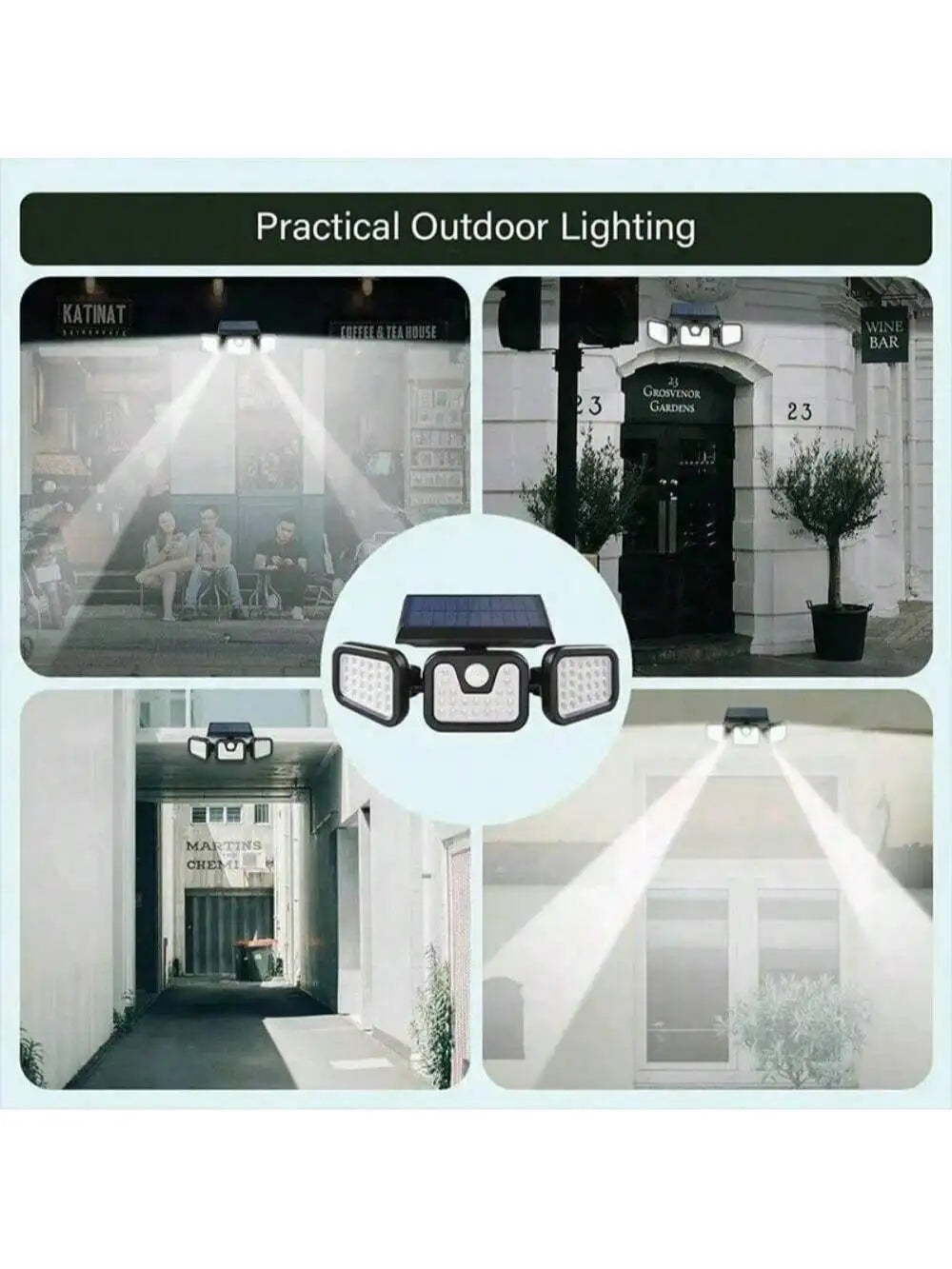 Upgraded Solar Security Lights Outdoor-270°Smart Human Detection&3-Way Adjustable Head IP65 Waterproof Motion Sensor Wall Floodl