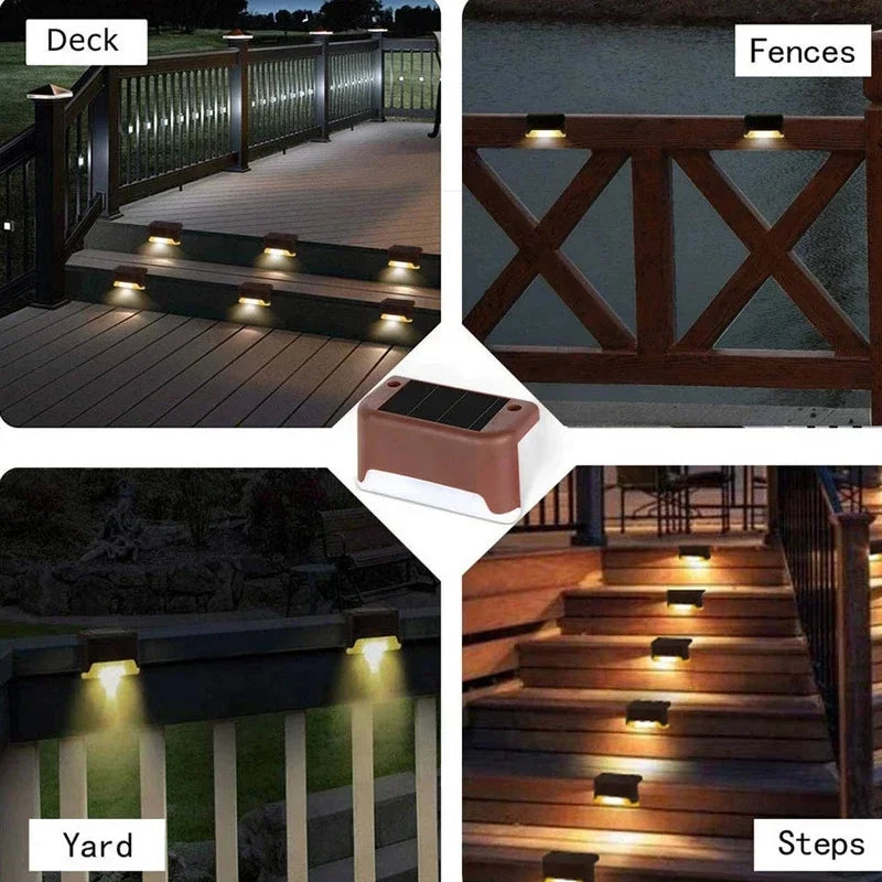 Solar LED Lights Outdoor Garden Light Deck Lamp Solar Stairs Light Waterproof Solar Step Lamp for Outdoor Patio Garden Decor