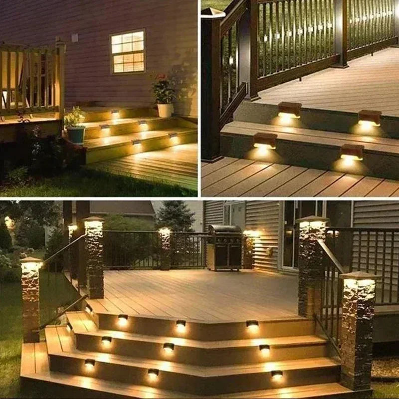 1/4/8/12Pcs Solar Deck Lights Outdoor Waterproof LED Fence Lights Step Garden Decorate Lamp for Patio Stairs Railing Pathway