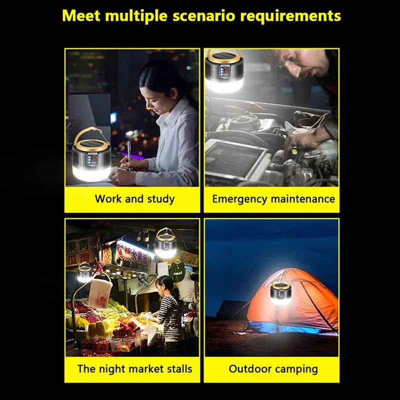 Solar Camping Light Power Bank LED Camping Lanterns with Remote Control Waterproof Outdoor Tent Light Rechargeable Flashlight