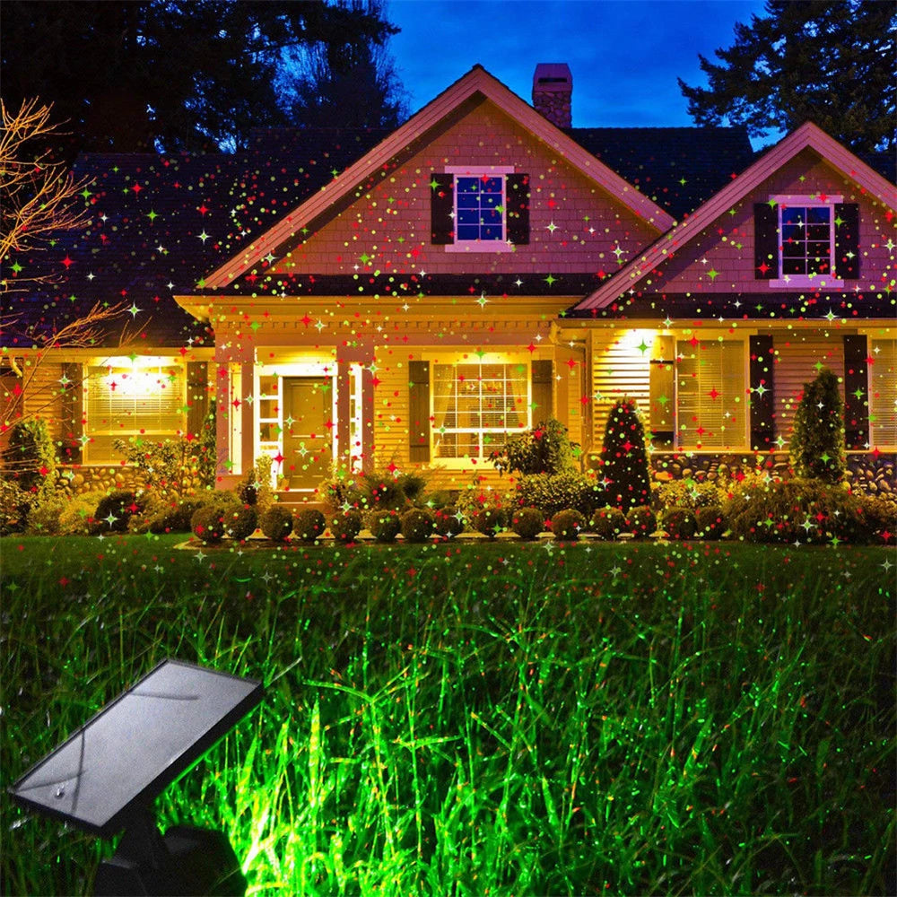 Solar Christmas Projection Light Outdoor Waterproof Lawn Light Dynamic Christmas Solar Powered LED Starry Star Projection Lamps