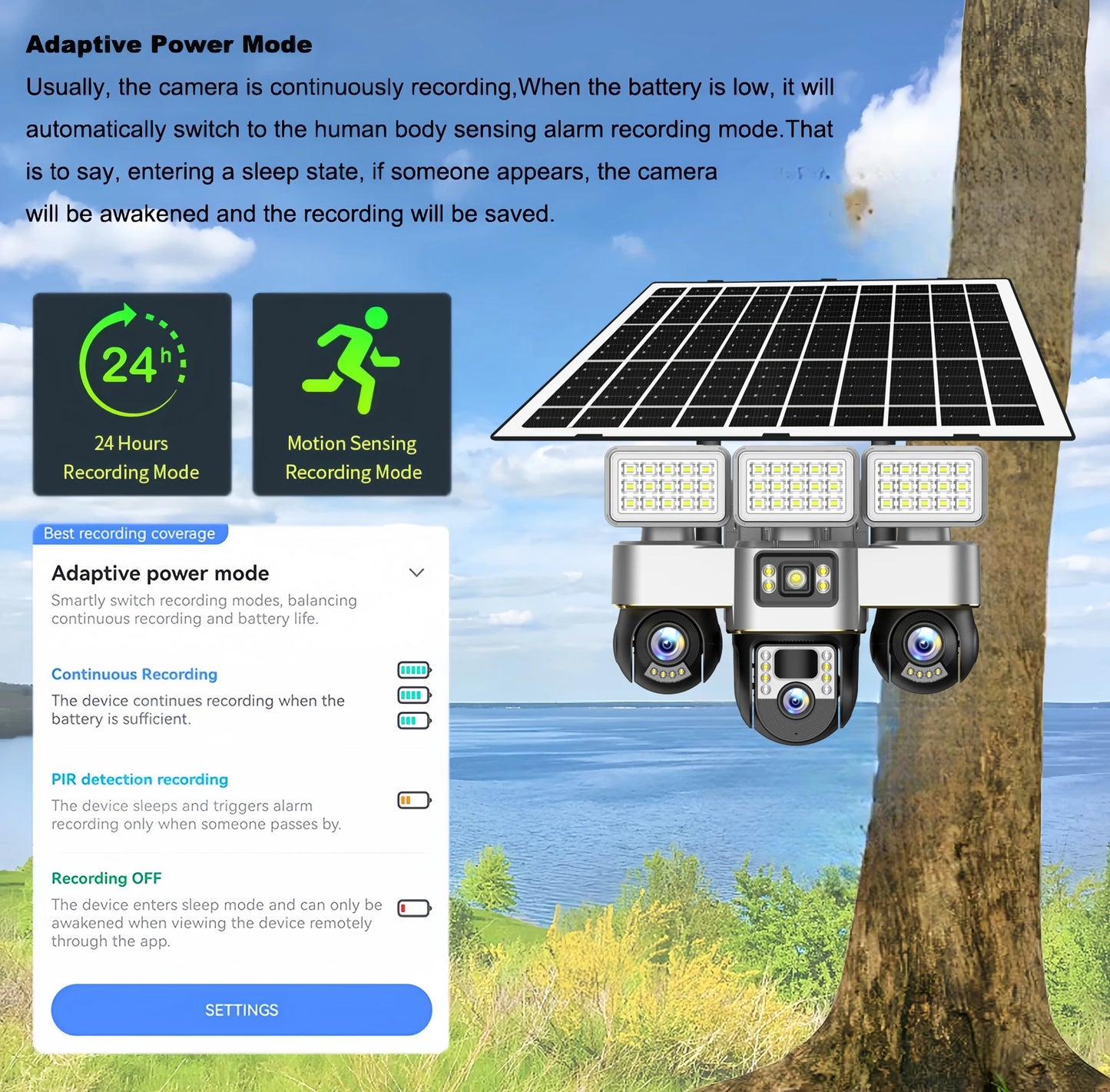 Solar Cameras 4G 15MP Three PTZs Len PIR Human Tracking Security CCTV Surveillance IP Camera PTZs control Wifi security cameras