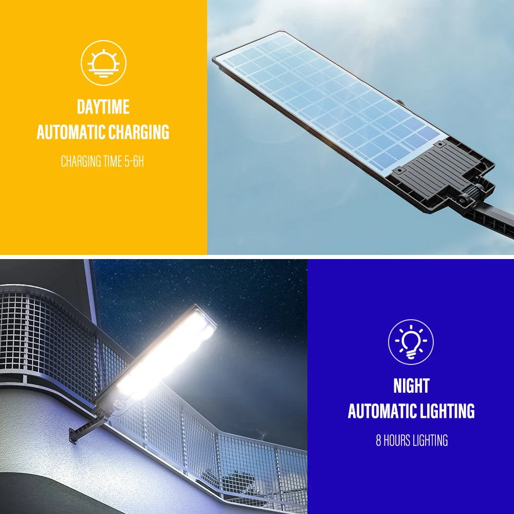10000 Watts Solar Street Lights Outdoor 30000mAH 1000000 Lumens Motion Sensor Solar Lamp Waterproof Security Lighting for Garden