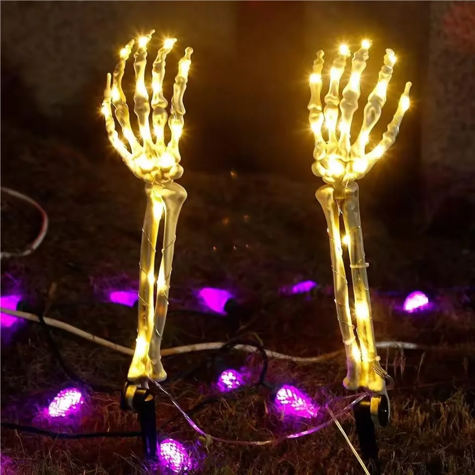 2PC Halloween Solar Garden Lights Outdoor Waterproof Ghost Hand LED Stake Lights Horror Atmosphere Decoration Lamp For Festival