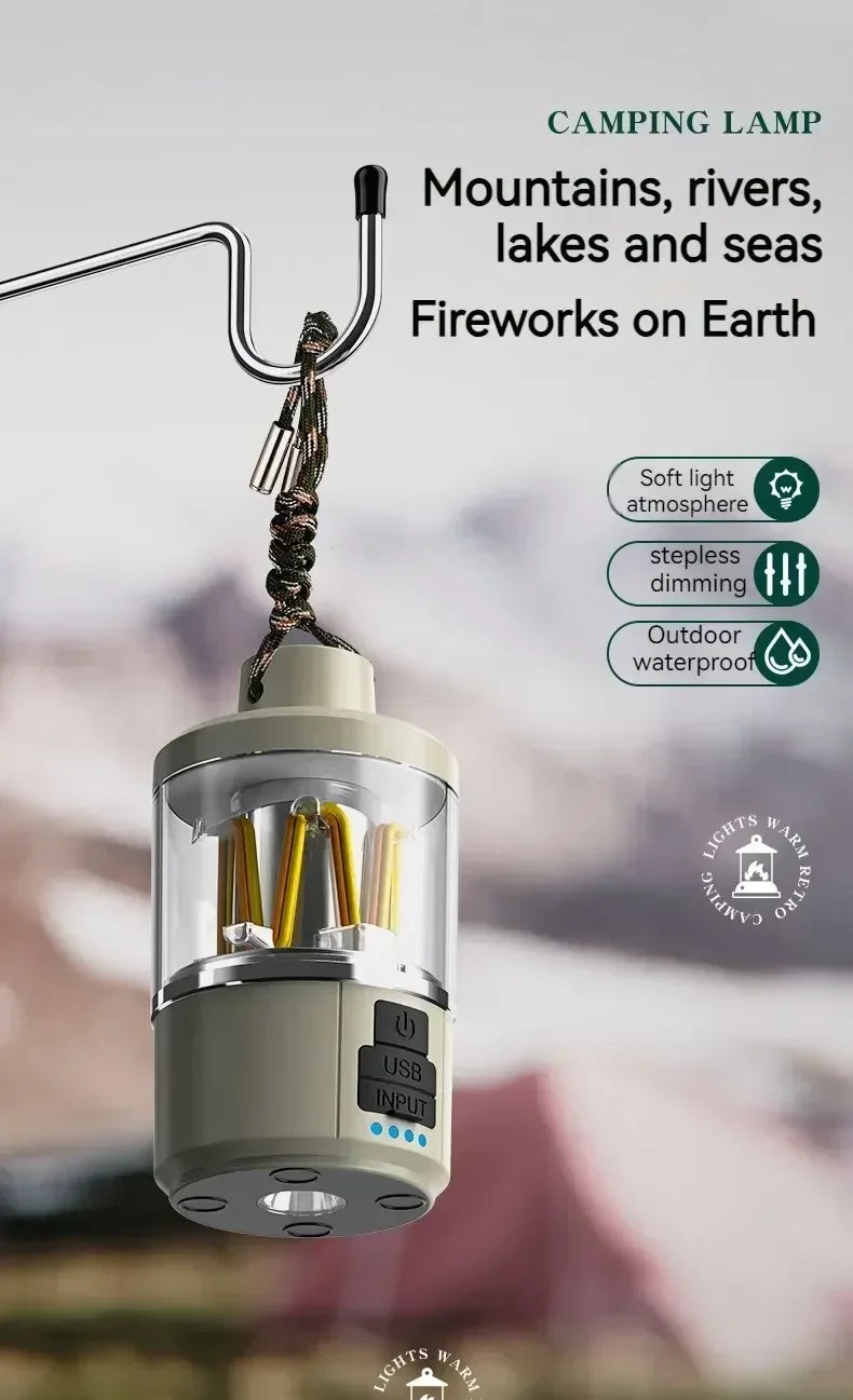 Solar Camp Lantern - IPX7 Waterproof with 360° Magnetic Base & Rechargeable