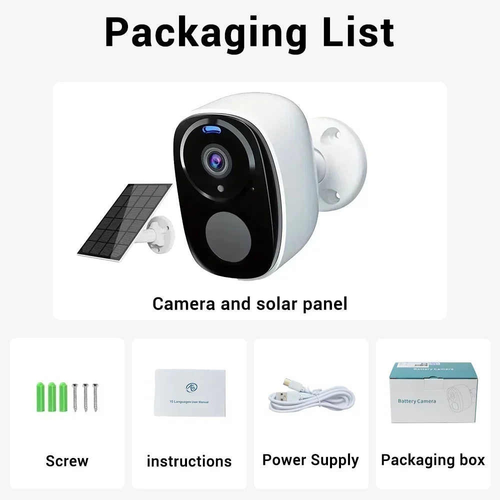 4G Solar Surveillance Camera Wireless Outdoor 2K 5MP Battery Powered Security Camera Spotlight Siren 2-Way Audio Waterproof
