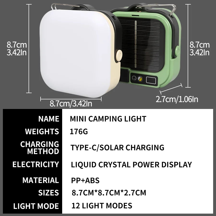 Solar Camping Lamp with Magnet & AdjustableBracket,5 Modes Outdoor Waterproof Lantern for Tent, Hiking, & Emergency Lighting
