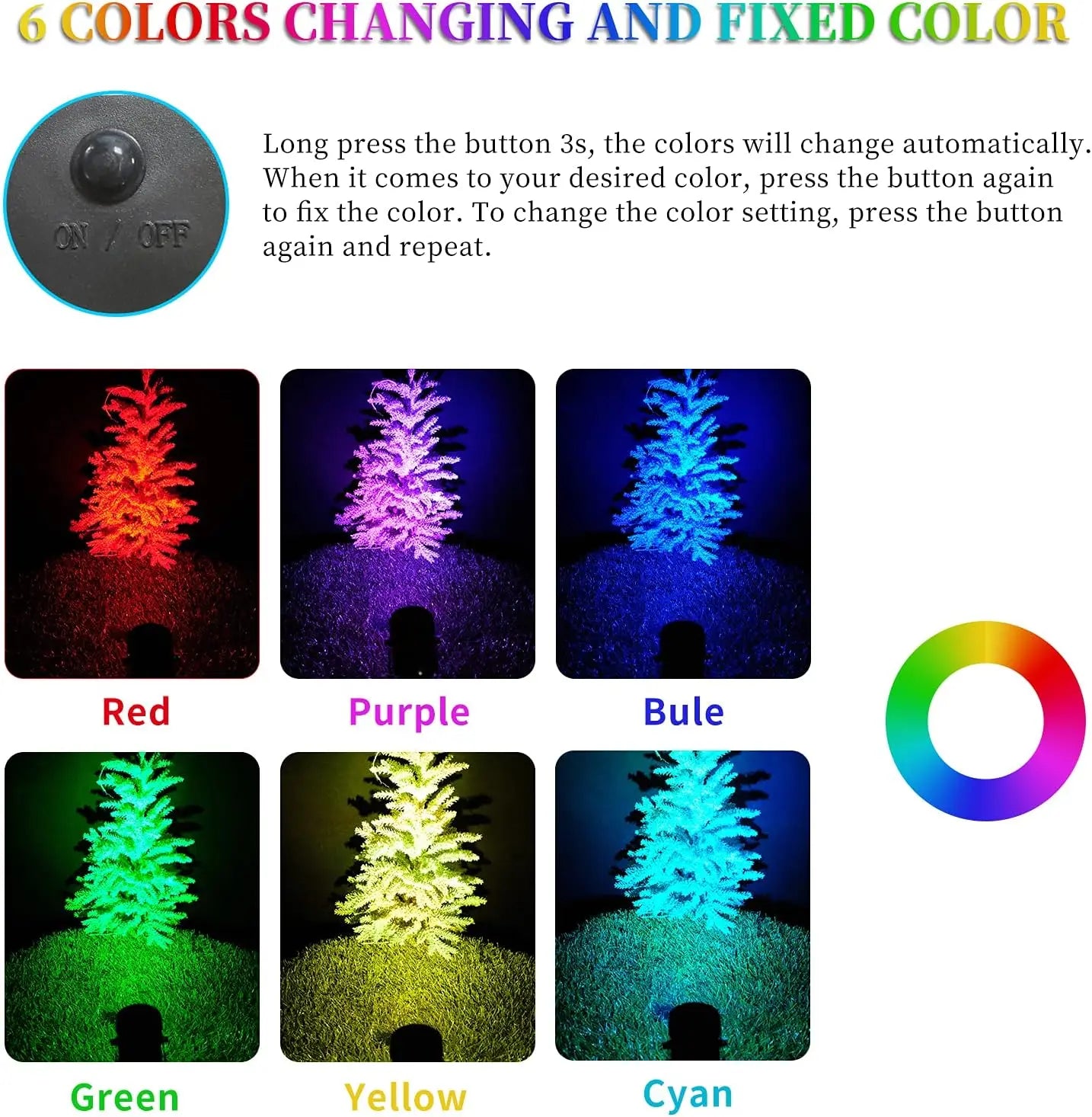1/2/4/6 LEDS RGB Solar Spotlight IP65 Waterproof Color Changing Outdoor Garden Light For Landscape Tree Solar Street Wall Lamp