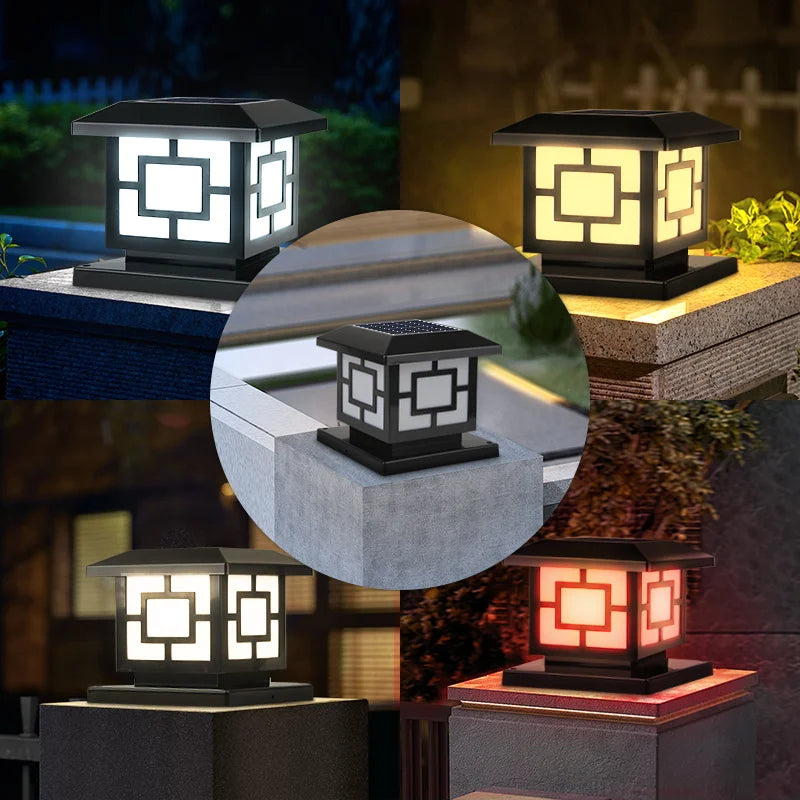 Solar Column Light Garden Solar Lamps Waterproof LED Solar Pillar Light Timed Remote Control LED Outdoor Lighting Courtyard Lamp